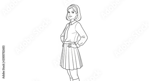 Sketch of a Woman in Traditional Clothing.