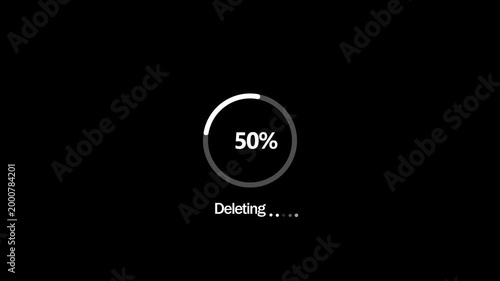 digital deletion progress bar with 10 percent completion on dark background