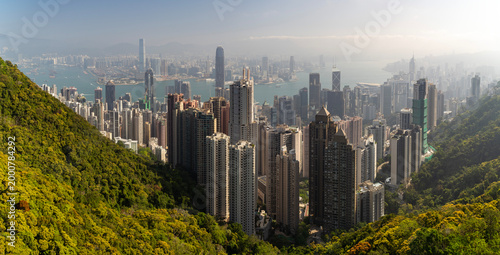 Photography panoramic view of the city Hong Kong in the morning
