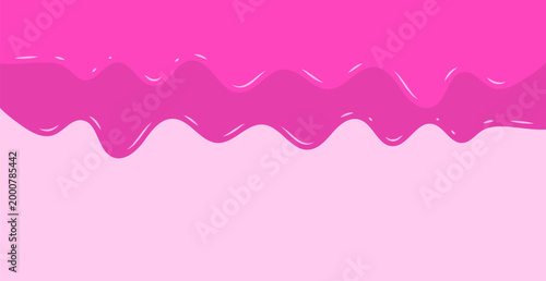 Sweet Pink Dripping Icing Border Frame. Decorative. Abstract Dessert Background. Vector Illustration