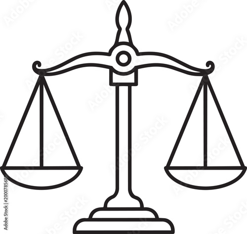 Scales of justice icon legal balance symbol vector illustration isolated on white background