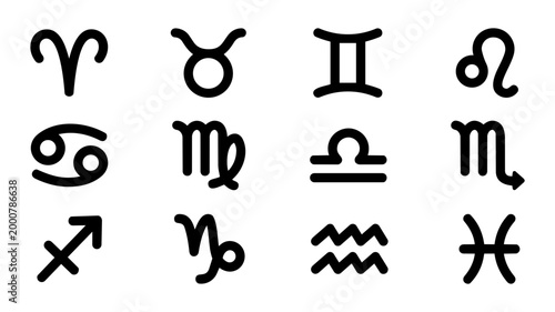 Zodiac Signs Silhouette Set – Astrological Symbols and Horoscope Glyph Icons