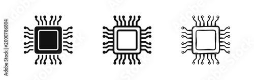 Computer Microchip and Processor Technology Icon Set