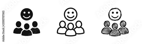 Happy Team and Customer Satisfaction Icon Set