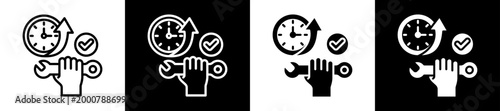 Service Uptime Icon Set In Black And White Filled Style Collection