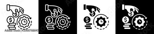 Cost Efficiency Icon Set In Black And White Filled Style Collection