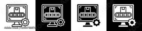 Virtual Machines Icon Set In Black And White Filled Style Collection