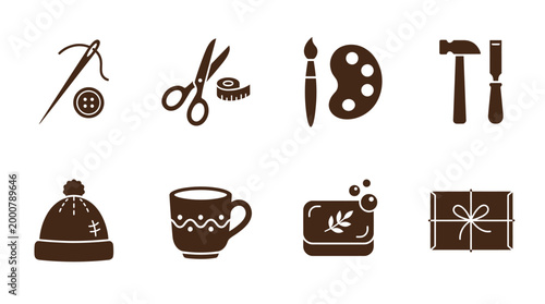 Canvas Print A collection of crafting tools and handmade items, showcasing creativity and art