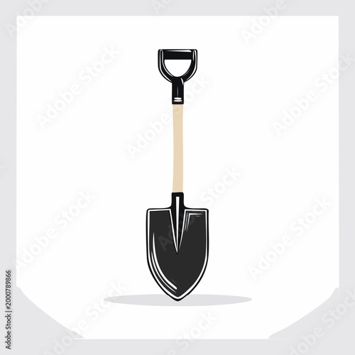 Minimalist vector illustration of a garden shovel with gardening equipment agriculture isolated illustration minimalist landscaping construction implement cultivation handtool metallic