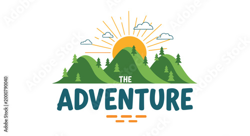 Adventure logo, outdoor badge, nature emblem, travel icon, vector