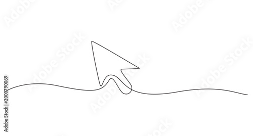 Minimal mouse cursor one line art drawing