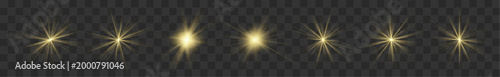 Foto Set of sun icons with smooth golden gradients and glossy highlights