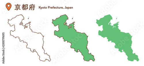 京都府の地図イラストセット｜日本地図・都道府県・教材