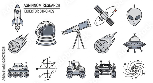 Space exploration and astronomy research vector illustrations.