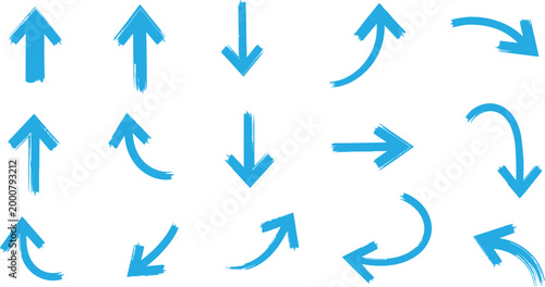 Collection of blue arrows in various directions a visual guide for directional concepts
