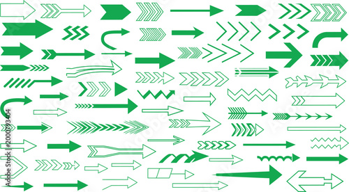 Extensive collection of green arrows a diverse set of directional indicators and graphic elements