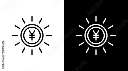 Yen Sign White Icon Set Design