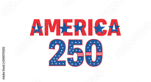 America 250 logo with stars and stripes design isolated on white background