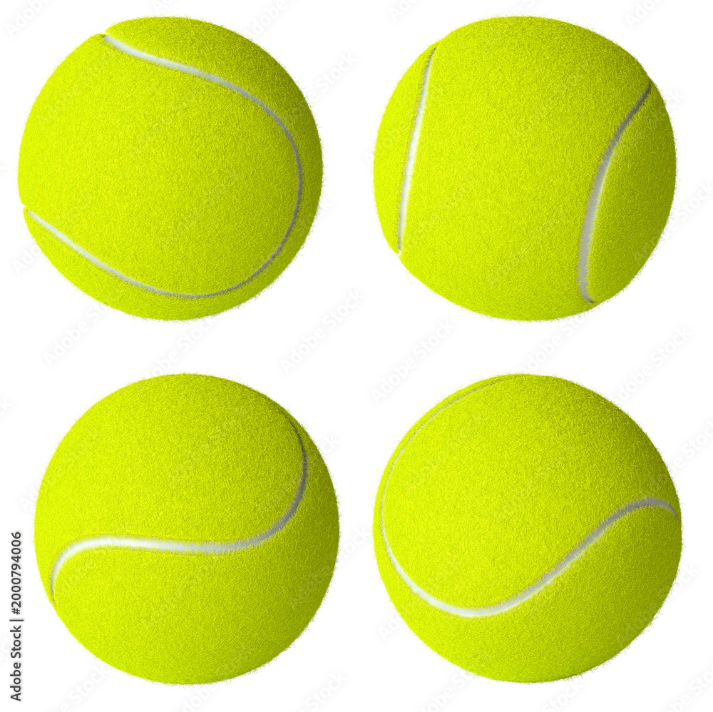 Fototapeta premium Four bright yellow tennis balls 3d isolated