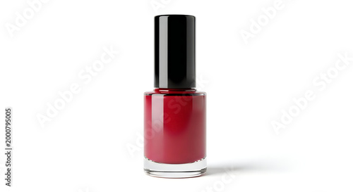 Red nail polish bottle, beauty product, cosmetic, makeup isolated on White Background PNG