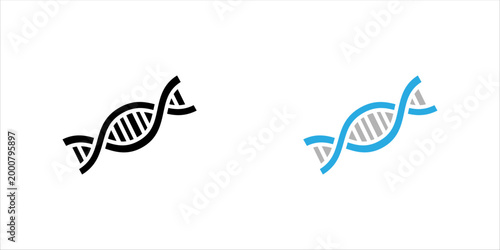 Minimal outline icon set. of DNA double helix representing genetics, biology, and scientific research.