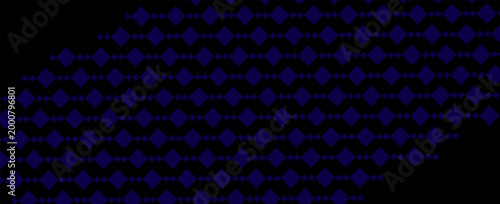 Tableau sur toile Abstract deep blue diamond pattern on black background, creating a hypnotic and