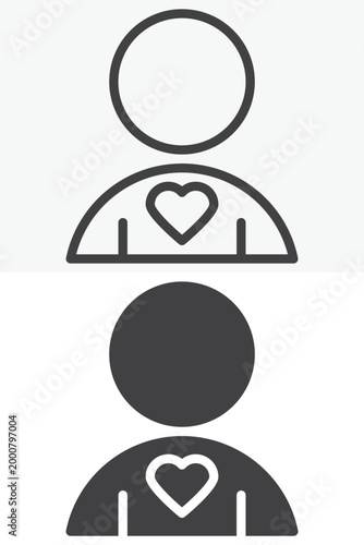 Blogger avatar icon in line and solid style. Outline and filled user with heart icon. Editable stroke vector sign, symbol for favorite blogger and profile icon.