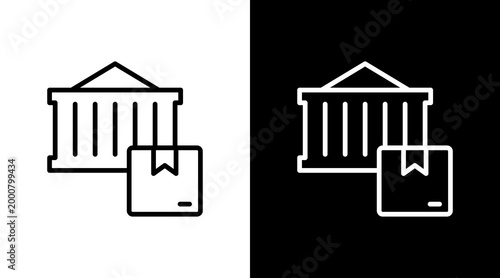 Shipping Container White Icon Set Design