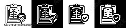 Study Protocol Icon Set In Black And White Filled Style Collection