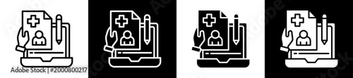 Patient Enrollment Icon Set In Black And White Filled Style Collection