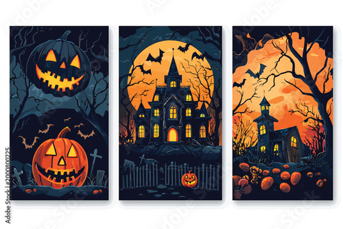 Spooky Halloween Jack O Lanterns and Haunted Houses Collection.