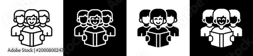 Study Participants Icon Set In Black And White Filled Style Collection