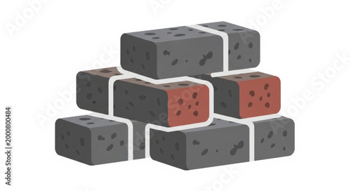 Stack of Building Bricks with Two Red Bricks Highlighted.