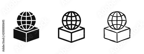 Global Shipping Icon Set International Logistics and Box Symbols