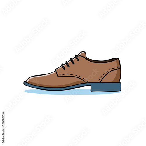 Classic brown leather oxford shoe with blue sole and laces
