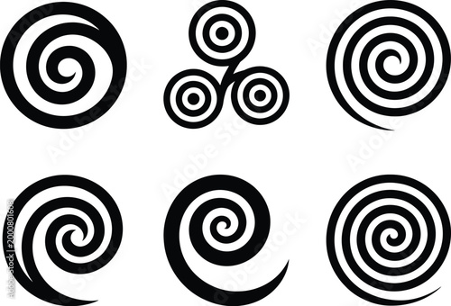 Black celtic triskels vector set irish breton scottish traditional triple spiral symbols isolated design