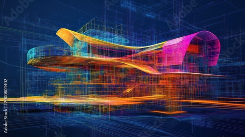 Futuristic building architectural sketch