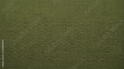 Seamless olive green woven linen fabric texture background
