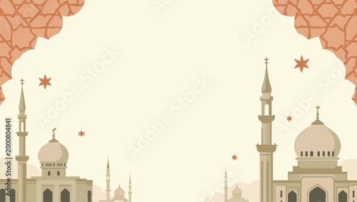 A serene and simplified illustration of a mosque, evoking a sense of calm and spirituality. Ideal for use in travel content, cultural education, or re