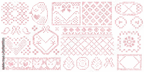Fotografía pink cross stitch patterns on white background high quality professional detaile