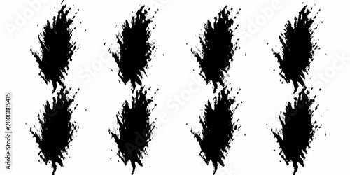 black ink splatter textures with dynamic brush strokes on white background high quality professional detailed