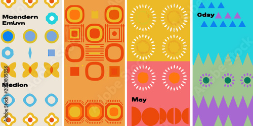 colorful geometric patterns with yellow blue and green shapes high quality professional detailed modern elegant