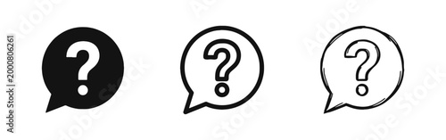 Help and FAQ icon set with question mark in speech bubble
