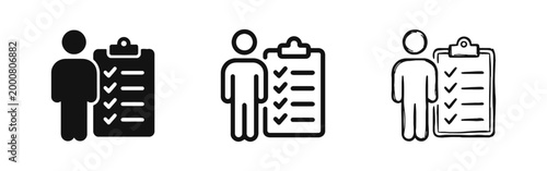 Human resources and candidate assessment icon set with clipboard