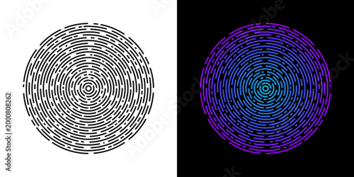 Abstract Digital Circle Lines Finger Print Hi Tech Vector Illustration