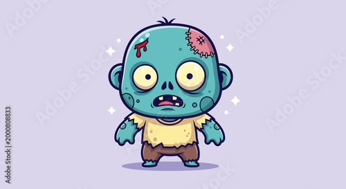 Cute Cartoon Baby Zombie Character Illustration.