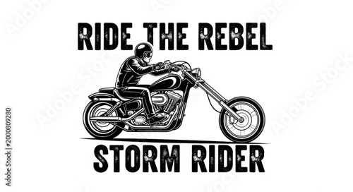 Storm Rider Motorcycle Rider Silhouette.