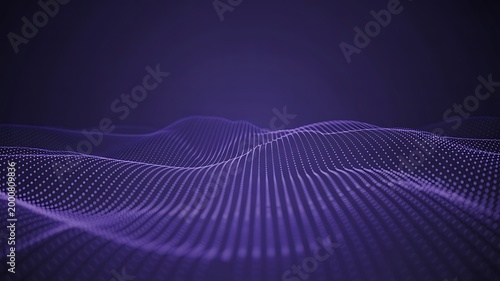 A mesmerizing purple wave pattern made of tiny dots and lines on a dark background