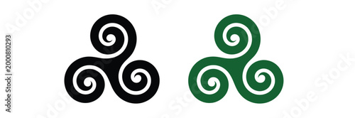 Celtic triskelion triple spiral symbol irish heritage saint patricks day vector icon cultural ornament design illustration