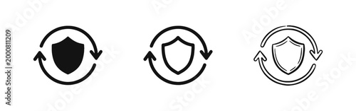 Data Security Shield with Refresh Arrows Icon Set for Protection Update